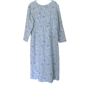 VTG Madison Scott Floral Cotton Blend Nightgown Women's 14 Blue Made in USA